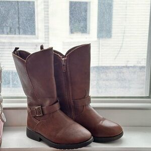 Brown Leather Boots with Buckle